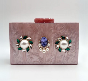 Anton Heunis - Box Clutch with Cluster Gems in Pink Multi