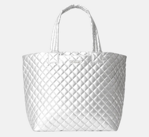 MZ Wallace - Large Metro Deluxe Quilted Tote in Matte Silver