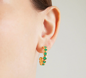 Dean Davidson Design - Eternity Small Gold Hoops in Green Onyx