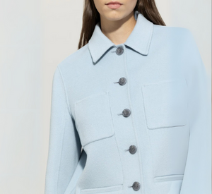 LUISA CERANO -  Double Faced Wool Jacket with Pocket Details in Sky Blue