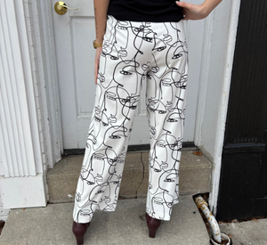 MAC JEANS - Scribble Print Pull On Pants in Black and White