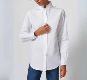 Kal Rieman - Double Collar Shirt in White Stripe