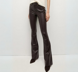 Veronica Beard - Hi-Rise Faux Leather Flare Pant in Dark Chocolate