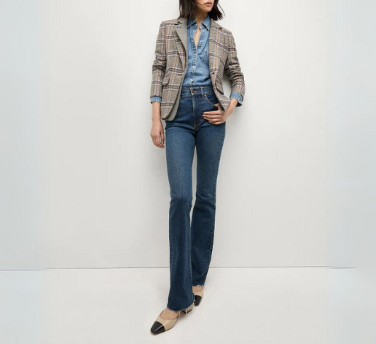 Veronica Beard - Blythe Plaid Blazer with Double Lapel in Black, Brown, and Blue