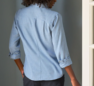 Frank & Eileen - Barry Tailored Herringbone Button Up Shirt in Blue