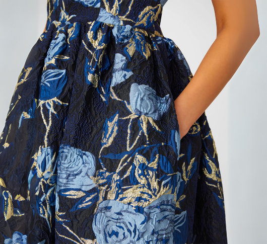 
            
                Load image into Gallery viewer, Shoshanna - Serra Sleeveless A-Line Floral Jacquard Gown
            
        