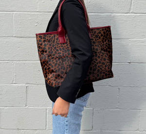 M.ANDONIA - Cheetah Tote Bag with Red Leather Trim