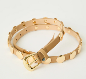 B-Low The Belt - Ames Leather Stud Disc Belt in Vachetta Gold