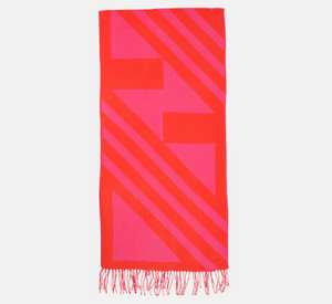 Echo - Geometric & Diagonal Stripe Wrap in Pumpkin & Pink