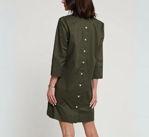 Hinson Wu - 3/4 Sleeve Button Back Dress in Oregano