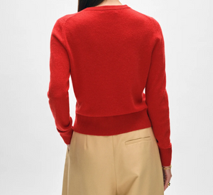 White + Warren - Cashmere Shrunken Crewneck in Carmine Red