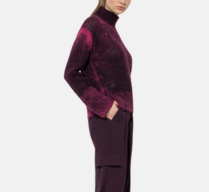 Luisa Cerano - Long Sleeve Marled Mock Neck Sweater in Purple