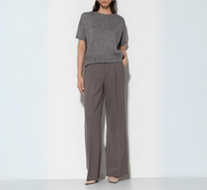 Luisa Cerano - Tab Closure Straight Leg Trouser in Taupe