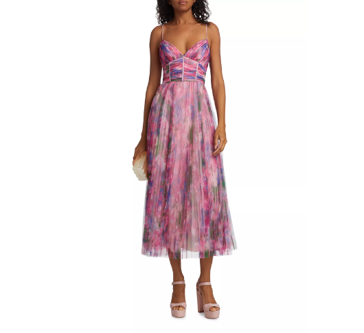 ML Monique Lhuillier - Madison Tulle Dress in Waterlily Floral