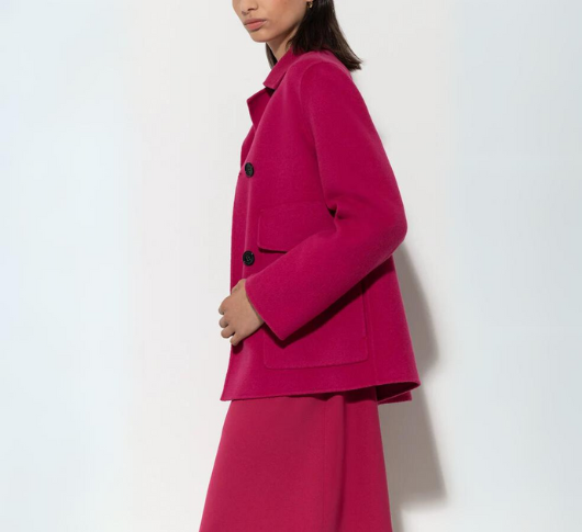 Luisa Cerano -  Doubleface Short Wool Coat in Berry Pink