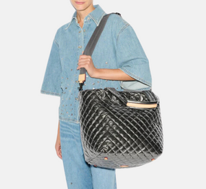 MZ Wallace - Medium Quilted Metro Tote Deluxe in Pewter Metallic