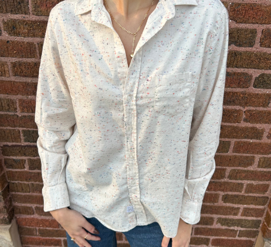 Frank & Eileen - Relaxed Button Down with Confetti Print in Cream