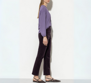 Luisa Cerano - Washed Velvet Baby Flare Pants in Burgundy