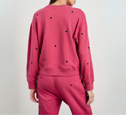 RAILS - RAMONA Sweatshirt with Embroidered Hearts in Pink Midnight