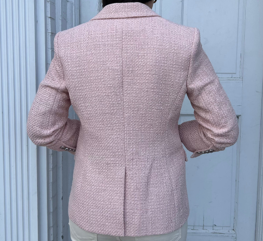 Veronica Beard - Ryland Scrunch Sleeve Tweed Dickey Jacket in Pink Shell