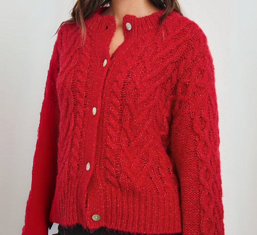 Rails - Amelie Cable Cardigan in Scarlet