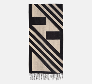 Echo - Geometric & Diagonal Stripe Wrap in Beige & Black