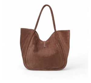 OLIEVE - Ellis Suede Leather Hobo Tote in Espresso