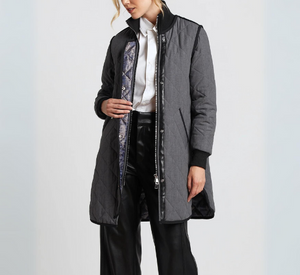 Adroit Atelier - Libby Quilted Full Zip Coat in Grey