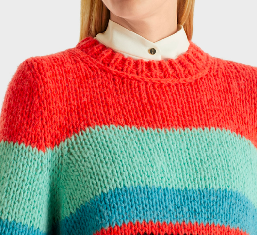 Marc Cain - Graphic Booster Color-Blocking Sweater "Knit in Germany"