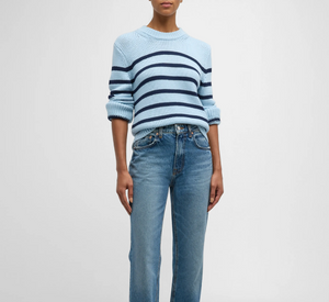 Rails - Alise Striped Cotton Sweater in Sky/Navy