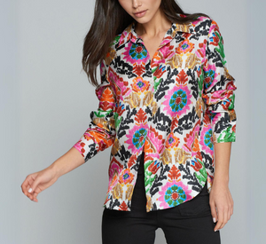 Vilagallo - Suzany Silk Blouse in Flower Print