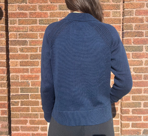 Kinross Cashmere - Split Neck Polo Sweater in Navy