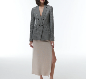 THEO - Erris Houndstooth Double Breasted Blazer in Black and White