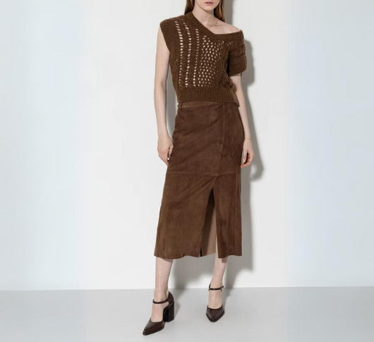 Luisa Cerano - Suede Pencil Skirt in Hazelnut