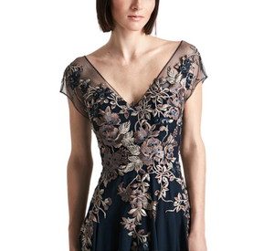 Daymor - Floral V-Neck N° 758 Dress in Navy