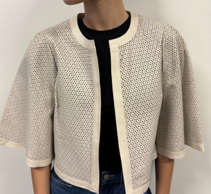 Iris Setlakwe - Short Perforated Leather Jacket in Bone