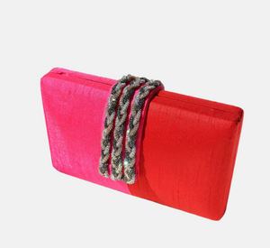 Simitri - Gulaab Hand Clutch with Crystal Closure in Pink and Red