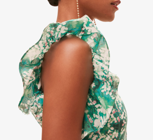 Suncoo Paris One Shoulder Green Floral Dress