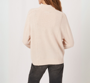 Repeat - Baby Wool Sweater with Seam Details in Pearl