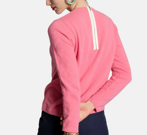 Frances Valentine - Honey Long Sleeve Wool Cashmere Zip Back Sweater in Pink