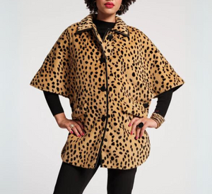 Frances Valentine - Nico Faux Fur Cheetah Poncho in Brown Multi