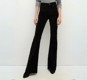 Veronica Beard - Beverly Velvet Skinny Flare Pants in Black