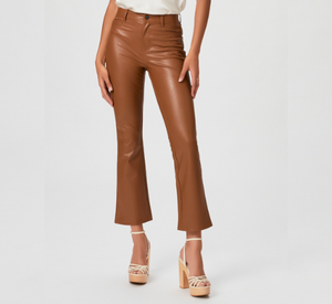 Paige - Claudine Faux Leather Pant in Dark Argan