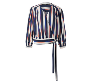 Iris Setlakwe - Stripe Crossed Top With 3/4 Sleeves