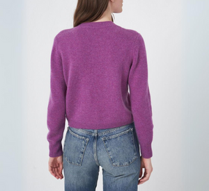 Repeat Cashmere  - Short Cashmere Button Down Cardigan in Grape