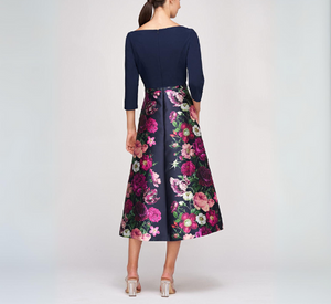 Kay Unger - Giovana 3/4 Sleeve Crepe Top & Floral Bottom in Midnight Multi