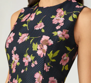 Shoshanna - Jeanne Sleeveless Flower Print Hi-Low Dress in Navy and Blush