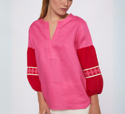 Vilagallo - Kaya Linen Shirt in Pink