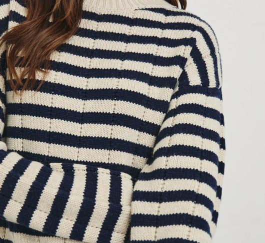 Rails - Corrine Stripe Mock Neck Sweater in Oat and Navy