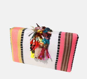 Simitri - Nomad Pinata Clutch with Sequin Closure in Neutral Multi